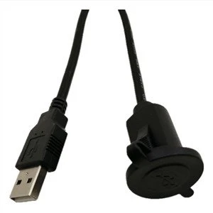 USB 2.0 męski na żeński do montażu panelowego z wodoodporną nasadką
